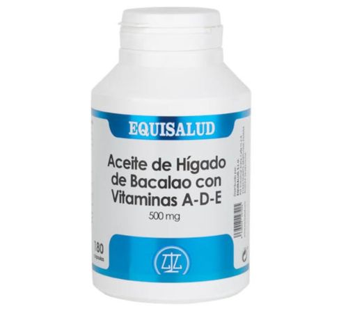 Aceite Higado Bacalao Vitaminas A-D-E 500mg 180 caps Equisalud